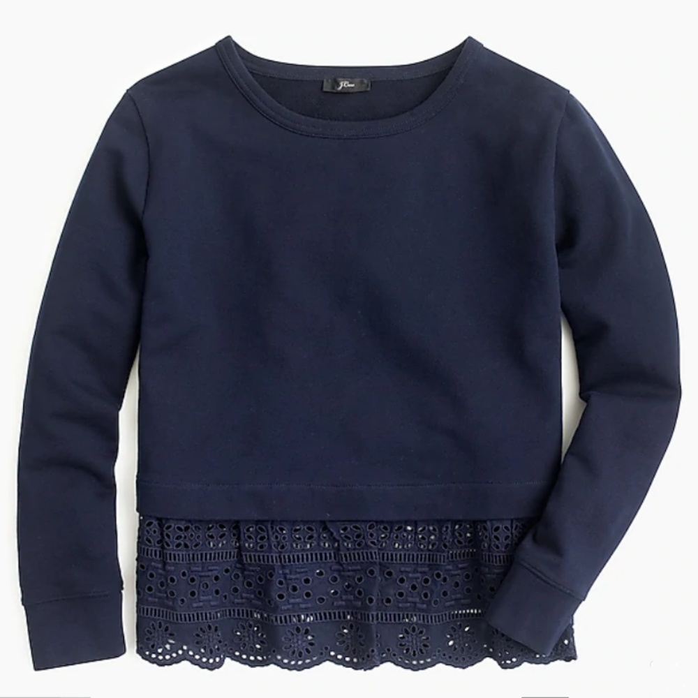 HP 08/9 J. CREW Eyelet-hem Sweatshirt Sweater - Picture 1 of 2